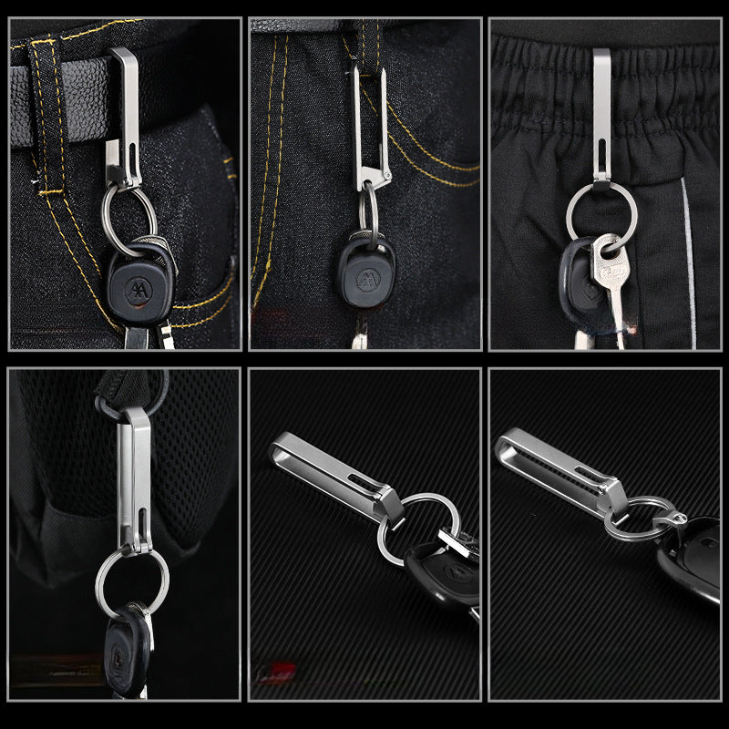 Portable Titanium Anti Loss Keychain Belt Clip Durable Outdoor Hook