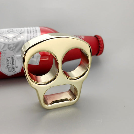 Skull Two Finger Brass Safety Gear Open Bottle EDC