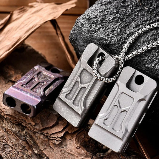 Titanium Mini High Decibel Titanium Whistle Double Barrel