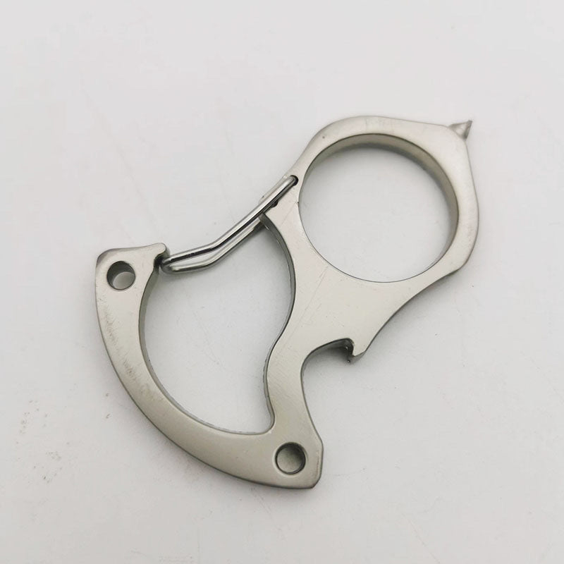 Stainless Steel Carabiner Keychain Single Alloy Steel Outdoor EDC Bottle Opener Tool