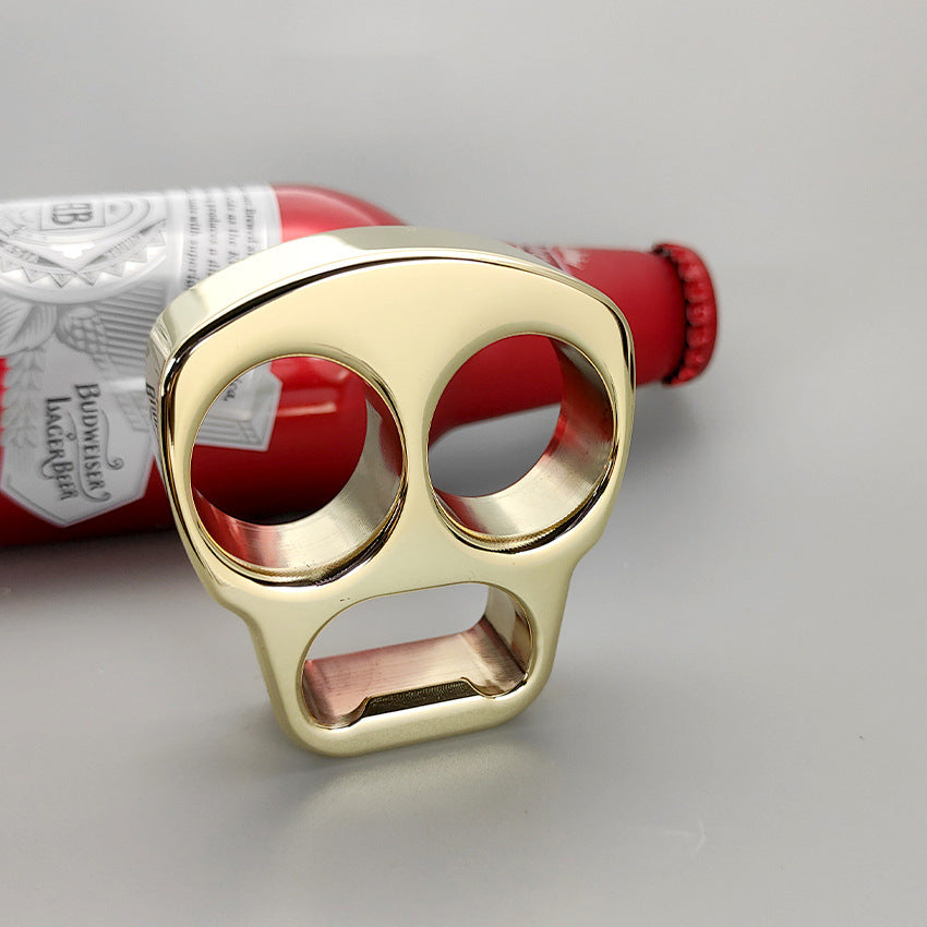 Skull Two Finger Brass Safety Gear Open Bottle EDC