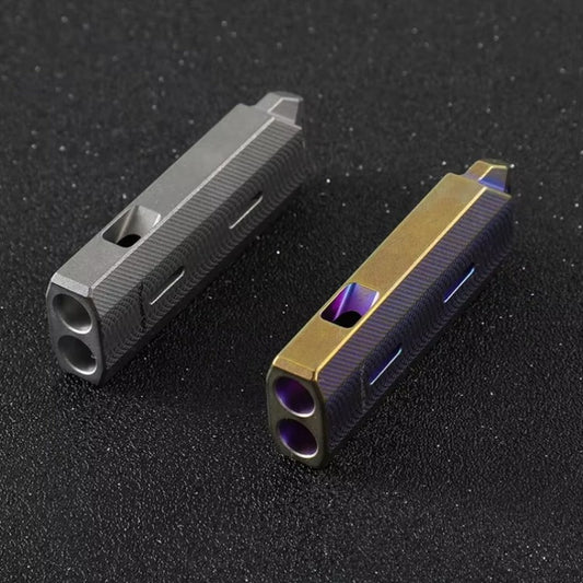Titanium Alloy Explosive Sound Double Tube High Audio Whistle EDC