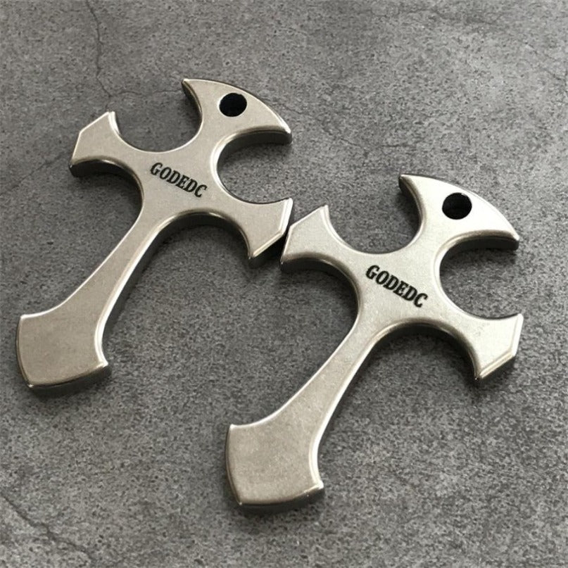 Titanium Pendant GODEDC Titanium Cross Necklace Keychain Backpack EDC Tool