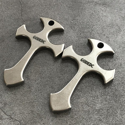 Titanium Pendant GODEDC Titanium Cross Necklace Keychain Backpack EDC Tool