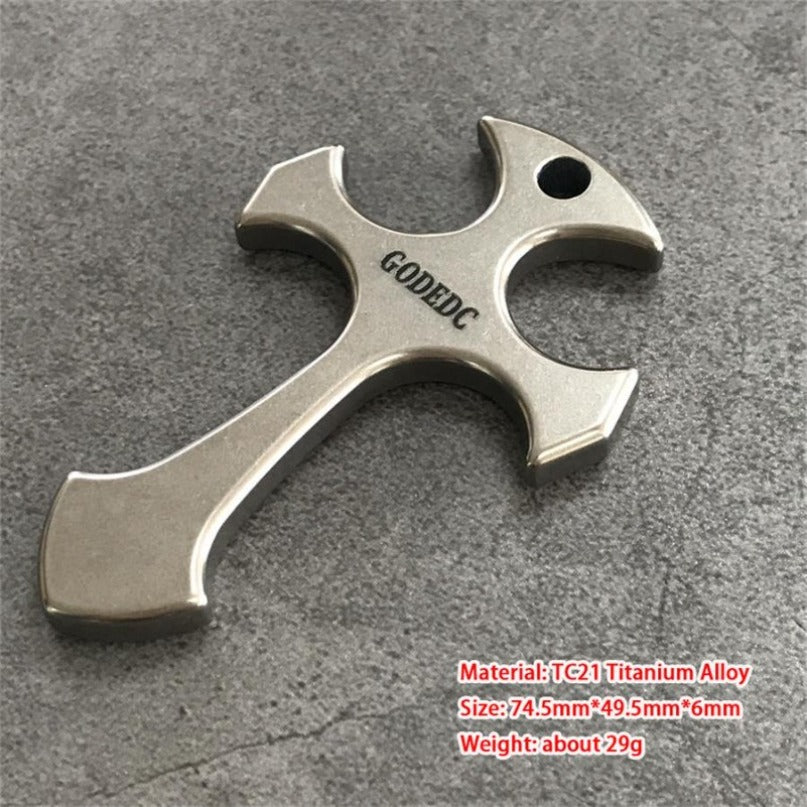 Titanium Pendant GODEDC Titanium Cross Necklace Keychain Backpack EDC Tool