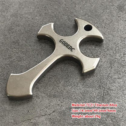 Titanium Pendant GODEDC Titanium Cross Necklace Keychain Backpack EDC Tool