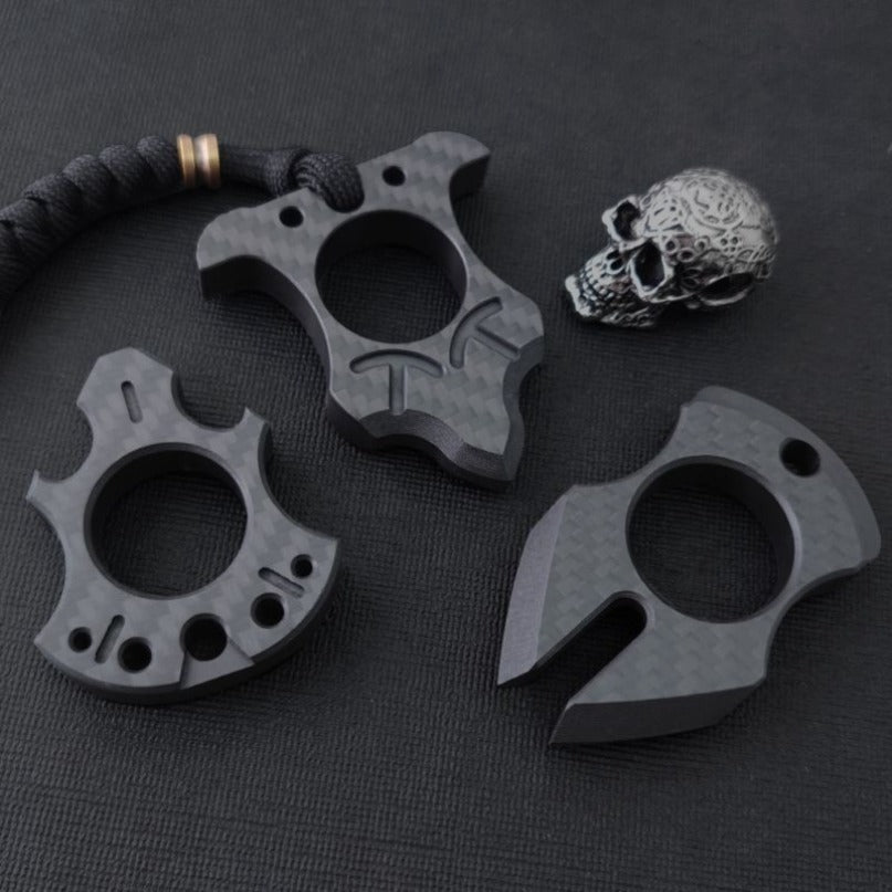 Carbon Fiber Various Styles Single Finger Keychain Backpack Outdoor Tool