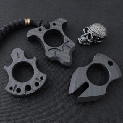 Carbon Fiber Various Styles Single Finger Keychain Backpack Outdoor Tool