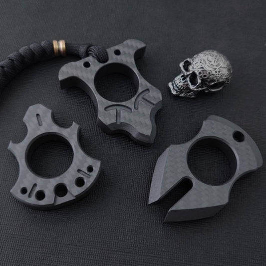 Carbon Fiber Various Styles Single Finger Keychain Backpack Outdoor Tool