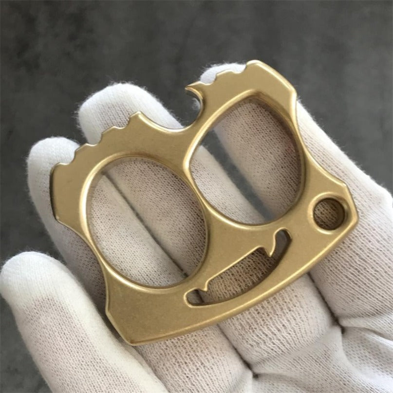 Brass Smiling Skull Two Hole Brass Bottle Opener EDC Keychain Backpack Outdoor Tool