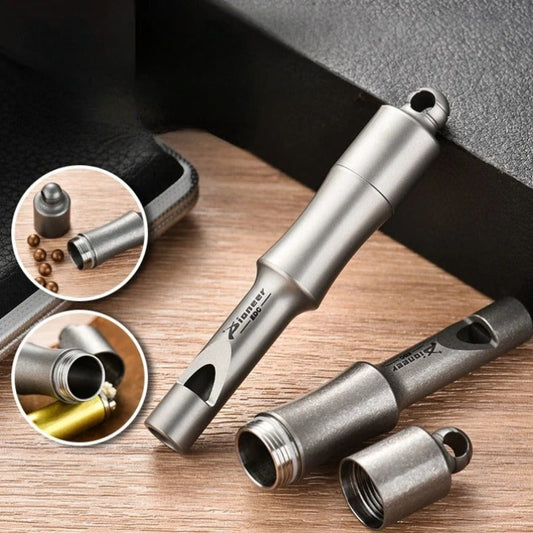 Titanium Whistle Storage Bin Waterproof Capsule Pill Box