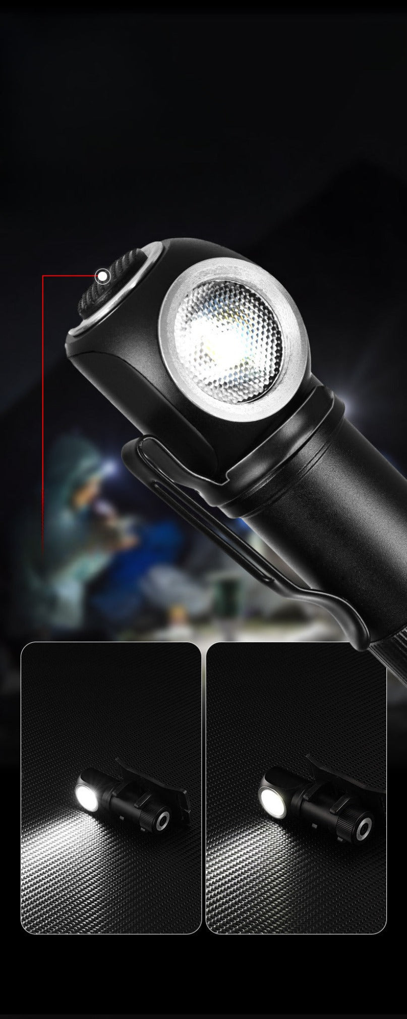 Aluminum Alloy Detachable Flashlight Headlamp Waterproof Night Fishing Torch Tool