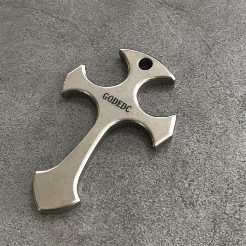 Titanium Pendant GODEDC Titanium Cross Necklace Keychain Backpack EDC Tool