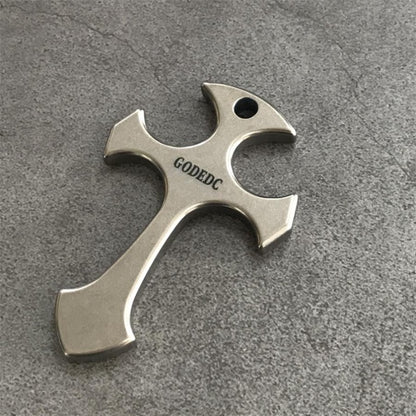 Titanium Pendant GODEDC Titanium Cross Necklace Keychain Backpack EDC Tool