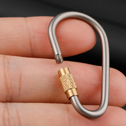 Titanium Brass Locking Carabiner Key Portable Clip Camping Backpack Hook