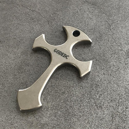 Pendant GODEDC Titanium Cross Necklace Keychain Backpack EDC Tool