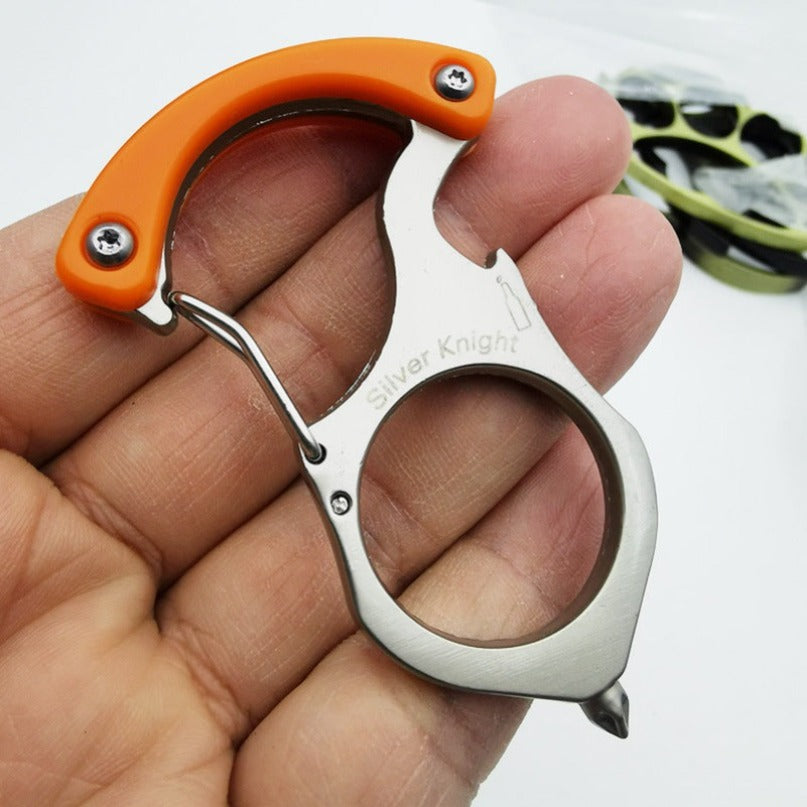 Stainless Steel Carabiner Keychain Single Alloy Steel Outdoor EDC Bottle Opener Tool