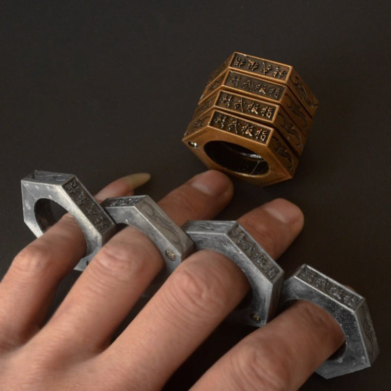 Folding Hexagon Ring EDC Tool | Multi-Function Keychain Finger Ring