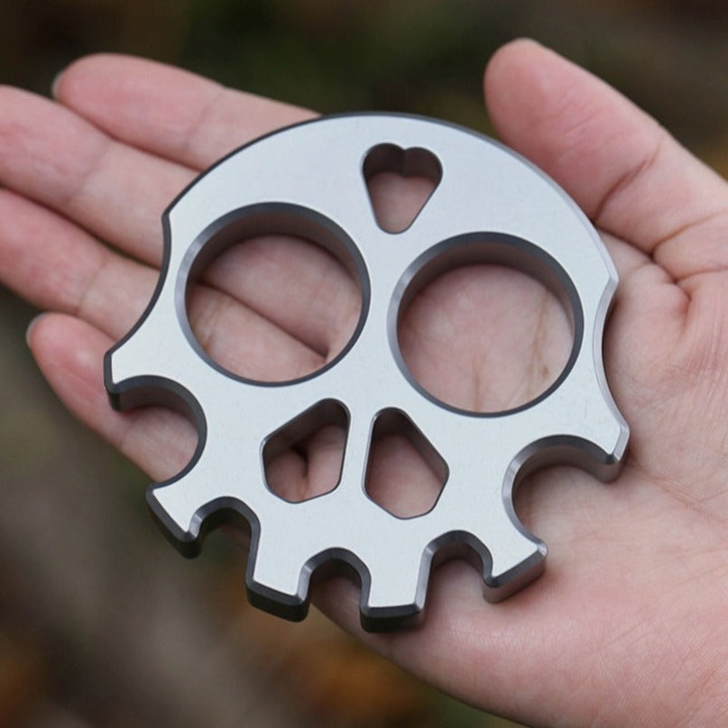 Titanium Silver Titanium Plated Skull Multifunctional EDC Tool