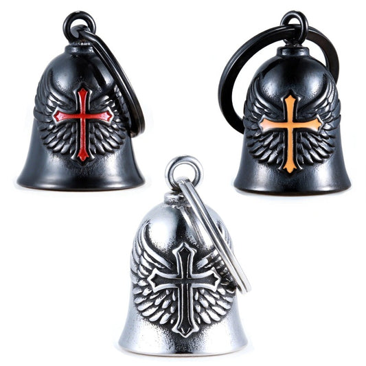 wb008 Punk Knuckle Cross Guardian Bell Keychain - Motorcycle Biker Pendant for Men
