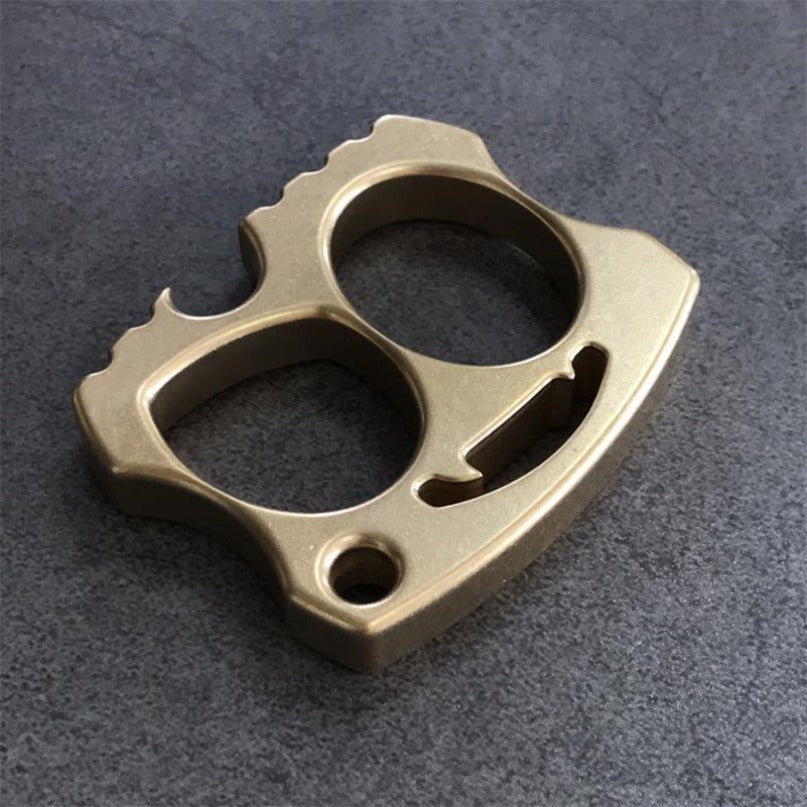 Brass Smiling Skull Two Hole Brass Bottle Opener EDC Keychain Backpack Outdoor Tool