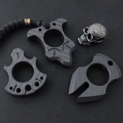 Carbon Fiber Various Styles Single Finger Keychain Backpack Outdoor Tool