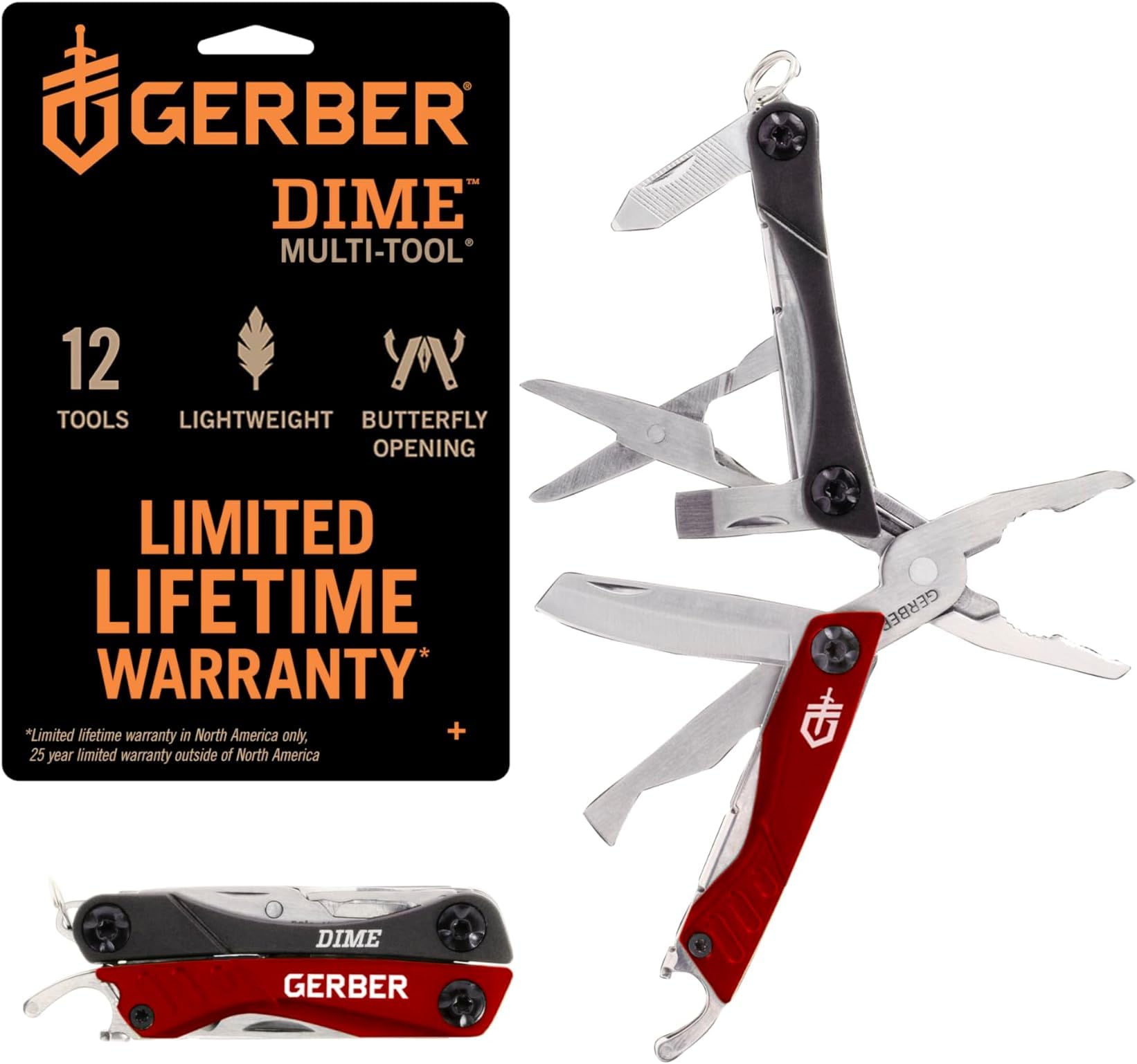 wb003 Gerber Dime 12-in-1 Mini Multitool Pliers, Pocket Knife,Bottle Opener,Black