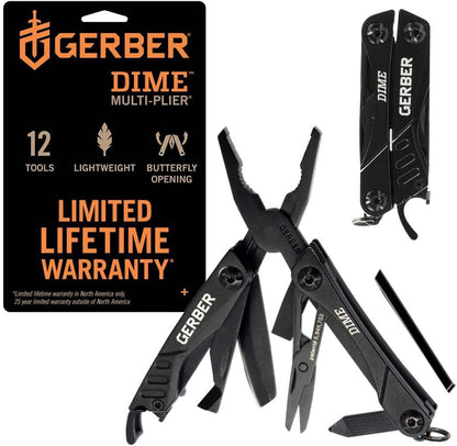 wb003 Gerber Dime 12-in-1 Mini Multitool Pliers, Pocket Knife,Bottle Opener,Black