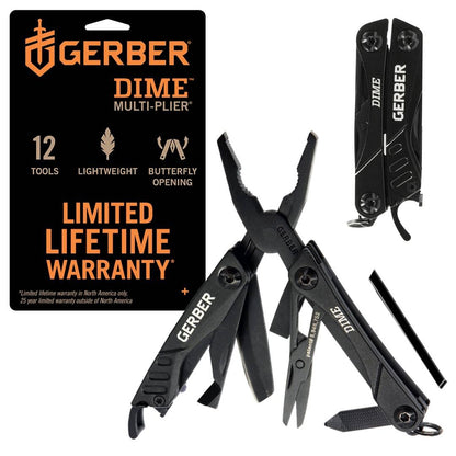 wb003 Gerber Dime 12-in-1 Mini Multitool Pliers, Pocket Knife,Bottle Opener,Black