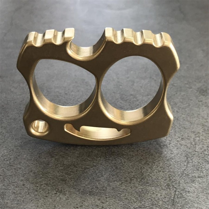 Brass Smiling Skull Two Hole Brass Bottle Opener EDC Keychain Backpack Outdoor Tool