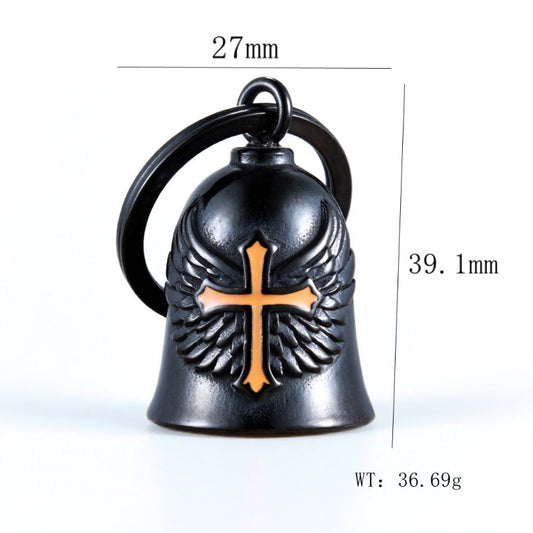 wb008 Punk Knuckle Cross Guardian Bell Keychain - Motorcycle Biker Pendant for Men