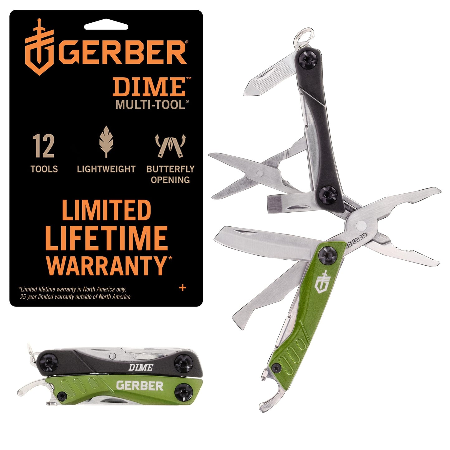 wb003 Gerber Dime 12-in-1 Mini Multitool Pliers, Pocket Knife,Bottle Opener,Black