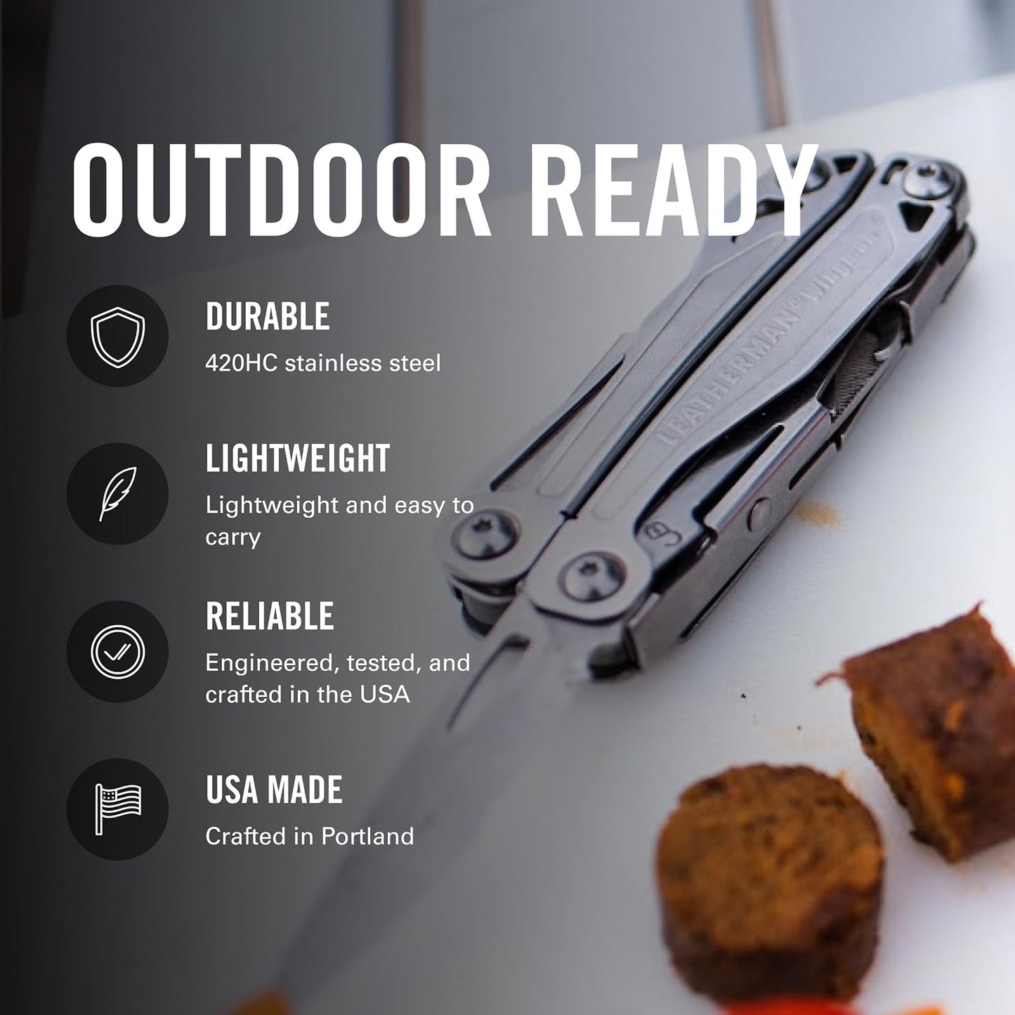 wb002 LEATHERMAN, Wingman Multitool with Spring-Action Pliers and Scissors, Stainless Steel