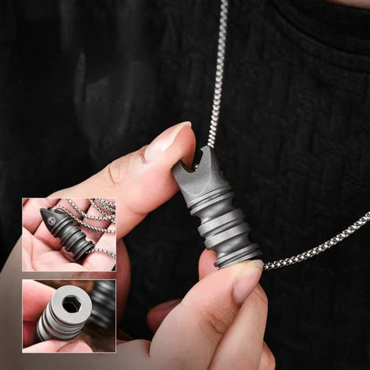 Multi-function Titanium Alloy Necklace Pendant Hex Wrench Corkscrew