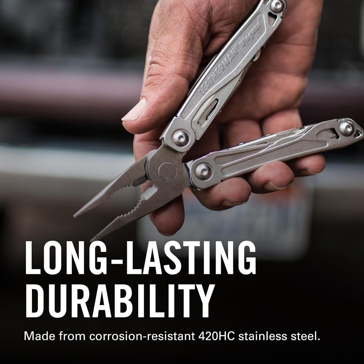 wb002 LEATHERMAN, Wingman Multitool with Spring-Action Pliers and Scissors, Stainless Steel