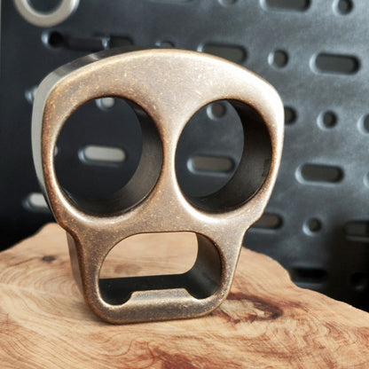 Skull Two Finger Brass Safety Gear Open Bottle EDC