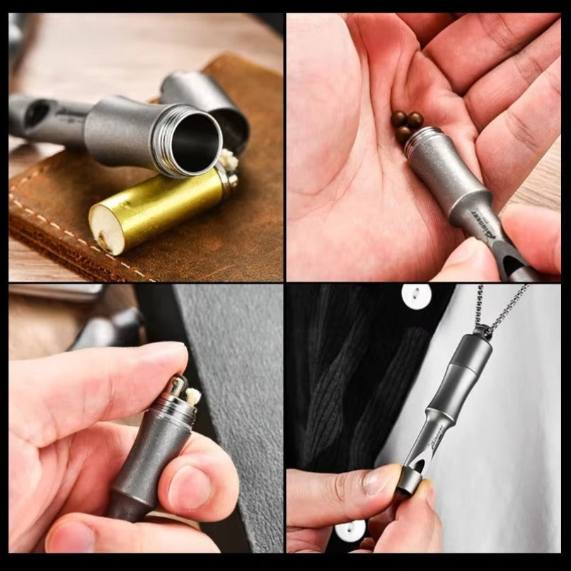 Titanium Whistle Storage Bin Waterproof Capsule Pill Box