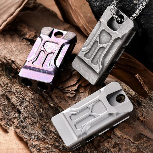 Titanium Mini High Decibel Titanium Whistle Double Barrel