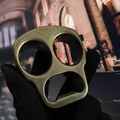 Skull Two Finger Brass Safety Gear Open Bottle EDC