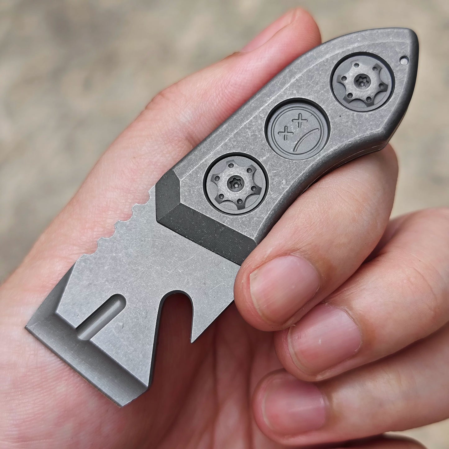 EDC Industrial Design Crying Face Cutter Titanium Handle Portable - Titanium EDC Tools - GODEDC017