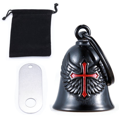 wb008 Punk Knuckle Cross Guardian Bell Keychain - Motorcycle Biker Pendant for Men