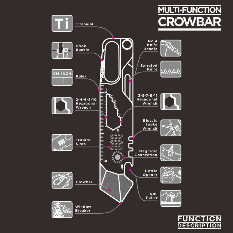 Titanium EDC Outdoor Multifunctional Crowbar Scalpel Saw Camping - Camping & Outdoor - GODEDC022