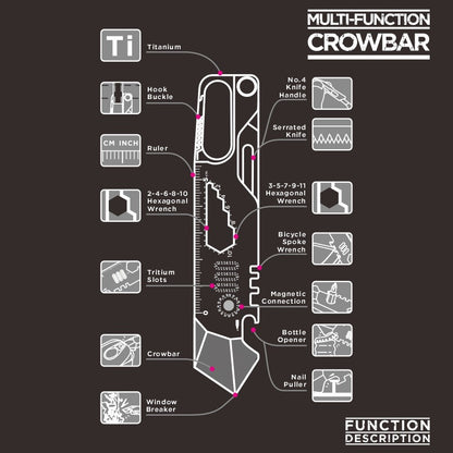 Titanium EDC Outdoor Multifunctional Crowbar Scalpel Saw Camping - Camping & Outdoor - GODEDC022