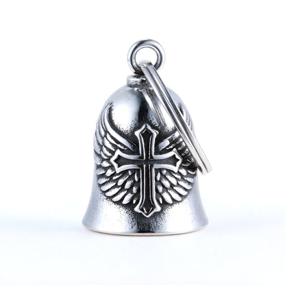 wb008 Punk Knuckle Cross Guardian Bell Keychain - Motorcycle Biker Pendant for Men
