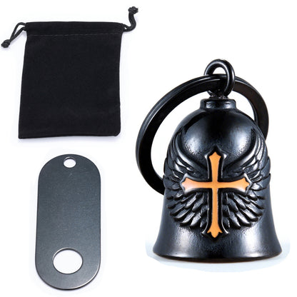 wb008 Punk Knuckle Cross Guardian Bell Keychain - Motorcycle Biker Pendant for Men