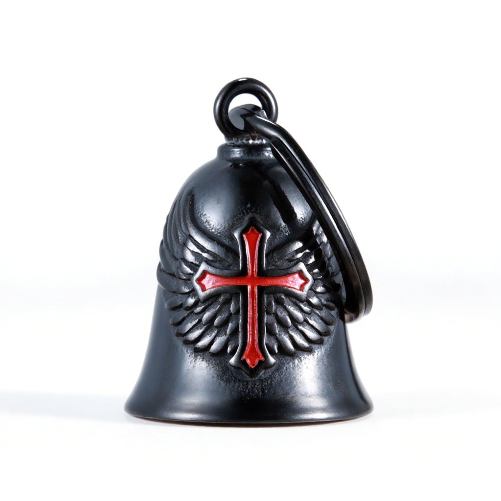 wb008 Punk Knuckle Cross Guardian Bell Keychain - Motorcycle Biker Pendant for Men