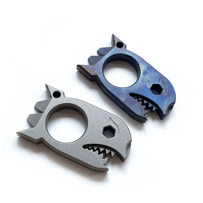 XGEDC Shark Titanium Alloy EDC Multi-Tool Knuckle Duster with Glass Breaker - GODEDC021