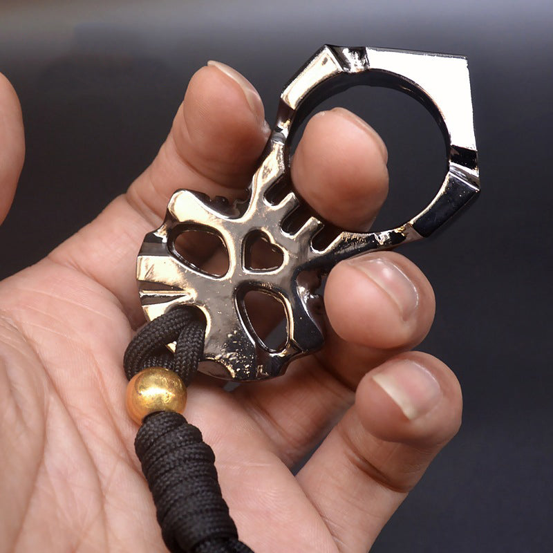 Titanium Skull Love Heart Hole Single Finger Bottle Opener Outdoor Tool