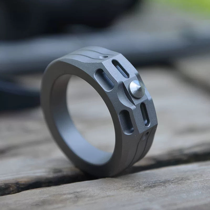 Titanium Alloy Tactical Self-defense Ring Edc Finger Tiger Tungsten - - Titanium EDC Tools