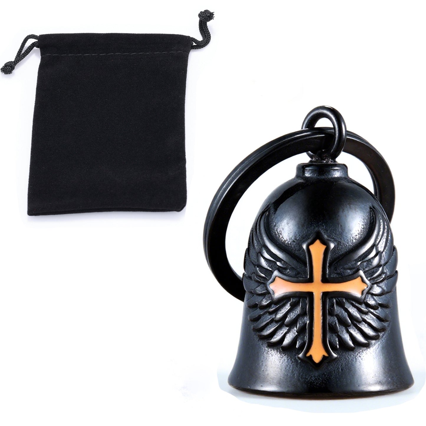 wb008 Punk Knuckle Cross Guardian Bell Keychain - Motorcycle Biker Pendant for Men